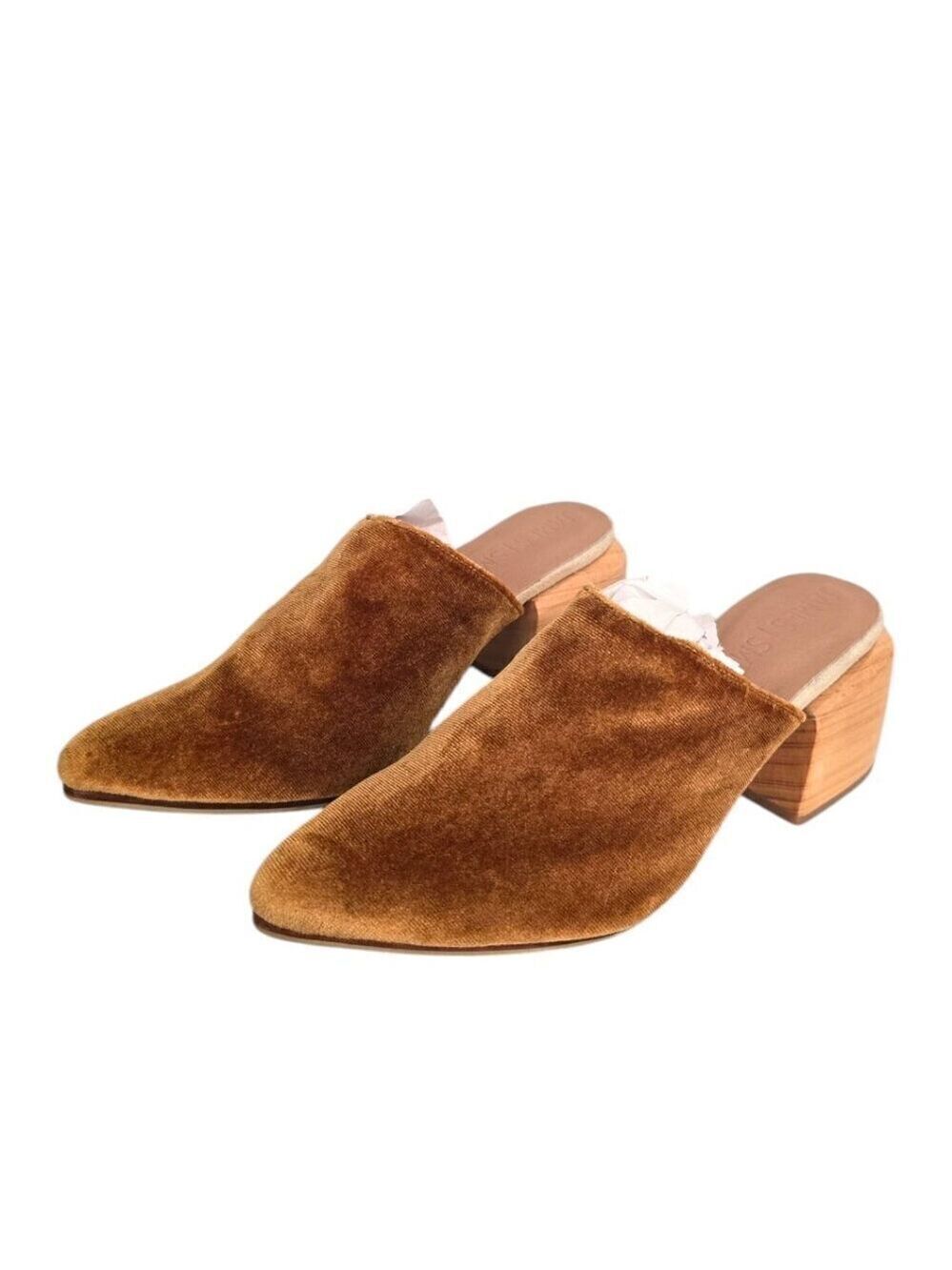 James Smith Velvet Le Point Pointed Toe Mules in Marigold Sz 37 (6)